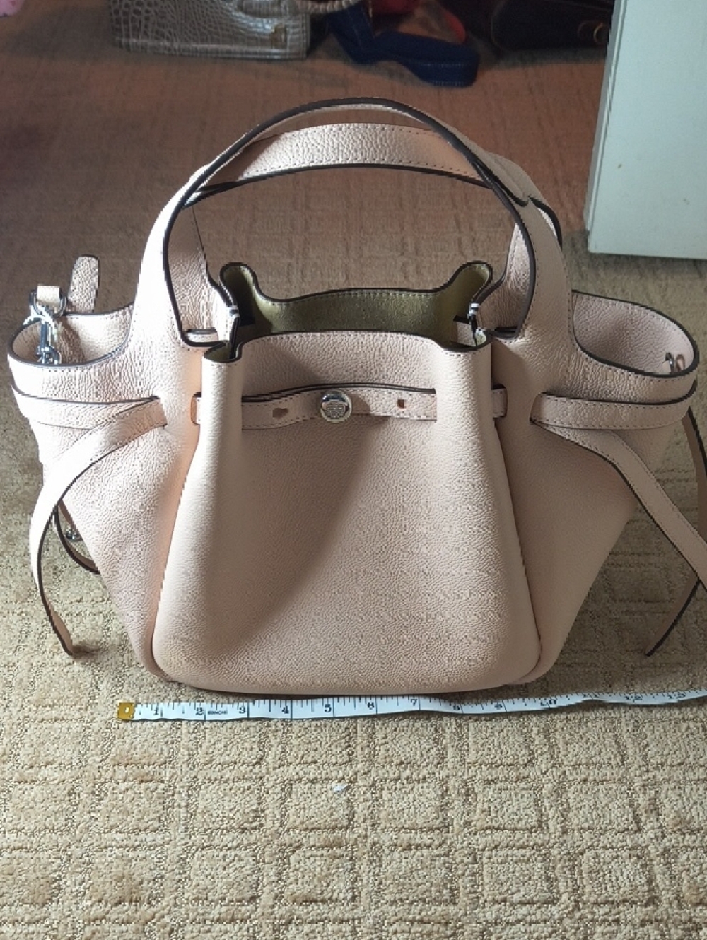 Tory Burch Small Romy Tote In Blush Pink - Picture 8 of 11